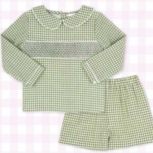 Lullaby Set Green Checkered Kids Pajamas